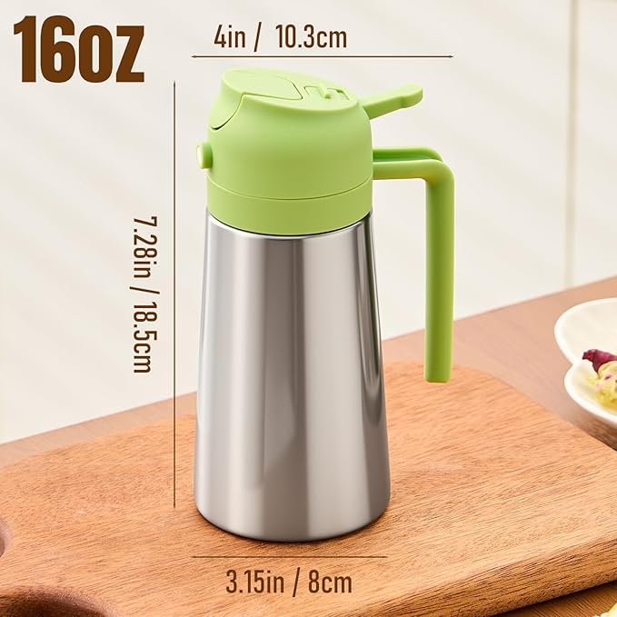 PARACITY Oil Dispenser Bottle with Stainless Steel Shell & Ceramic Sprayed Interior, 2 in 1 Olive Oil Sprayer and Dispenser, Oil Spray Bottle for Cooking, Kitchen, BBQ, Air Fryer, Salad, Baking(Green) - Image 7