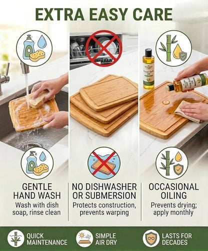 Greener Chef Luxury XL Bamboo Cutting Board Set of 3 with Vertical Grain Strength Technology - Extra Large Wood Cutting Boards for Kitchen and Lightweight Chopping Board Set - Replacements for Life - Image 8