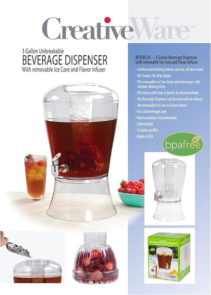CreativeWare 3 Gallon Beverage Dispenser With Ice Cylinder And Fruit Infuser - Image 3