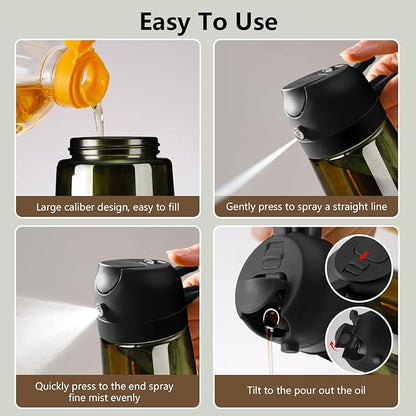 SWEET VIEW - Olive Oil Sprayer for Cooking, 16oz/470ml Glass Light-Proof Oil Pourer for Kitchen with Stickers for Air Fryer, Cooking, Salad, and BBQ with Stickers - Image 2