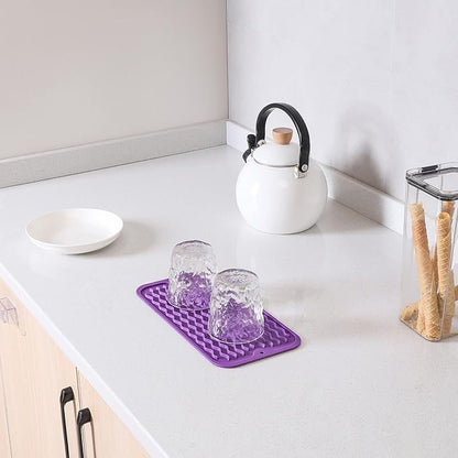 MicoYang Silicone Dish Drying Mat for Multiple Usage,Easy clean,Eco-friendly,Heat-resistant Silicone Mat for Kitchen Counter or Sink,Refrigerator or Drawer Liner Purple S 12 inches x 6 inches - Image 7