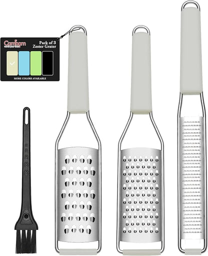 Cambom Cheese Grater Citrus Zester Lemon Zester Pack of 3-304 Stainless Steel - A Sharp Tool for Parmesan Cheese, Ginger, Garlic, Nutmeg, Chocolate, Vegetables，Fruits，Dishwasher Safe Clear by Cambom