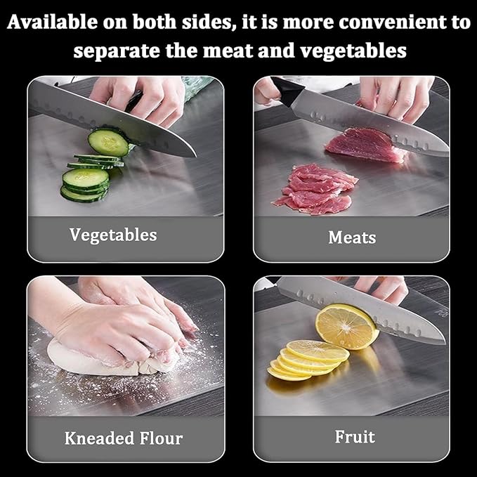 304 Stainless Steel Cutting Board for Kitchen, Non Toxic Cutting Boards Set, Dishwasher Safe and Knife Friendly Chopping Board for Meat Vegetable Fruit(15"x 11",13"x 9",10"x 6")