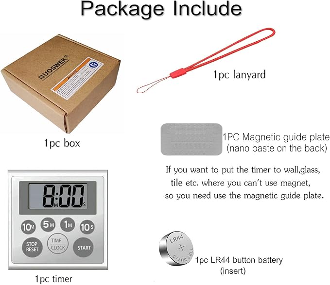 Digital Timer Waterproof Shower Timer Shower Clock Bathroom Kitchen Timer with Strong Magnet and Large LCD Display (Waterproof 7 Key) - Image 7