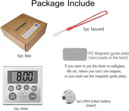 Digital Timer Waterproof Shower Timer Shower Clock Bathroom Kitchen Timer with Strong Magnet and Large LCD Display (Waterproof 7 Key) - Image 7