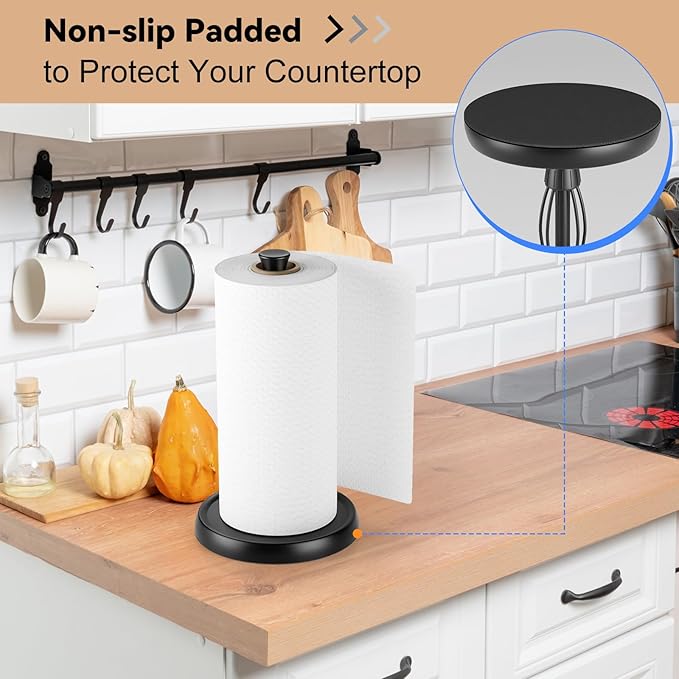 Paper Towel Holder Countertop Kitchen Roll Holder, Premium Stainless Steel for Kitchen Roll Organize, Double Ratchet Mechanism for Kitchen Bathroom Farmhouse Essentials Decor Accessories - Image 4