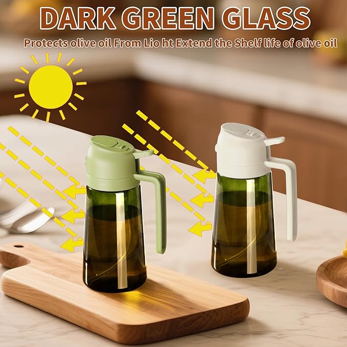 SWEET VIEW Olive Oil Dispenser and Oil Sprayer – 16oz/470ml Glass Light-Proof Oil Pourer for Kitchen, Air Fryer, Cooking, Salad, and BBQ - Image 8