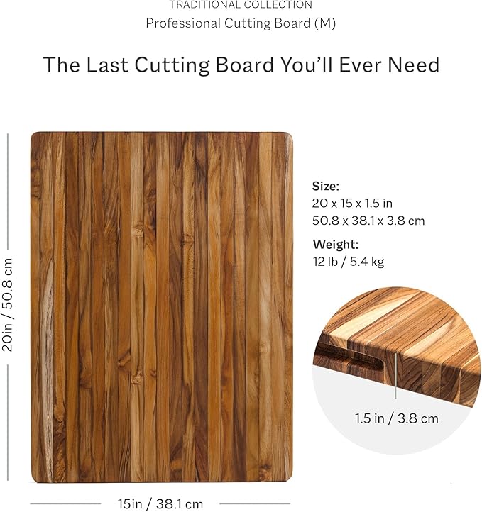 Teakhaus Cutting Board - Large (L) Wood Cutting Board with Grip Handles - Holiday Gift Ideas for Men and Women - Gift-Ready, Reversible, Edge Grain Wood, Knife Friendly - FSC Certified - Image 2