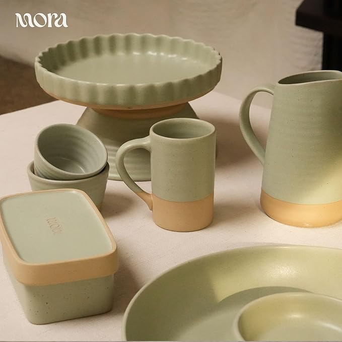 MORA Ceramics Tea Cup with Loose Leaf Infuser, Spoon and Lid, 12 oz, Microwave and Dishwasher Safe Coffee Mug - Rustic Matte Ceramic Glaze, Modern Herbal Tea Strainer - Great Gift for Women, Thyme - Image 7