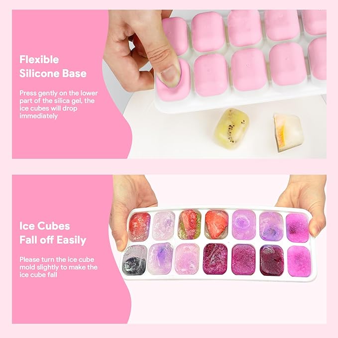 Ice Cube Trays 4 Pack, Airabc Silicone Ice Cube Trays with Removable Lid, Easy-Release Flexible 14-cube Ice Trays, LFGB Certified and BPA Free, Stackable Ice Trays with Covers for Cocktail, Freezer - Image 6