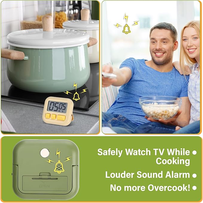 Weewooday 24 Pcs Digital Kitchen Timer Magnetic Timer Bulk On/Off Switch Minute Second Count up Countdown Loud Alarm for Exercise Cook Baking (Candy Green,Eggshell Yellow) - Image 6