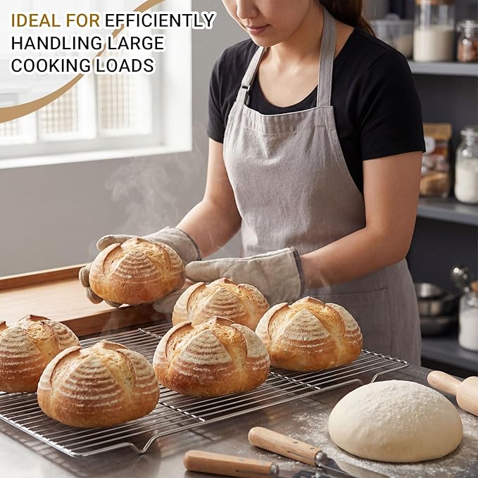 Lounsweer 6 Pcs Cooling Racks, 24L x 16W x 1H Stainless Steel Wire Rack for Baking Sheet, Large Cookie Cooling Rack, Oven Safe Cooking Racks for Sheet Pan, Dishwasher Safe, Full Size
