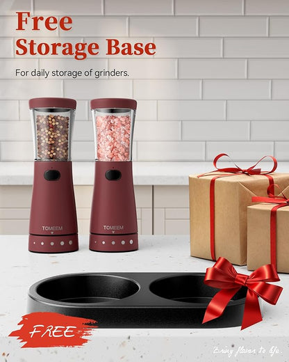 Electric Salt and Pepper Grinder Set with Storage Base, Stainless Steel Rechargeable Salt and Pepper Grinder Set with 4.5 oz Large Capacity, 1.8" Wide Mouth, Adjustable Coarseness, Ideal for Kitchen - Image 9