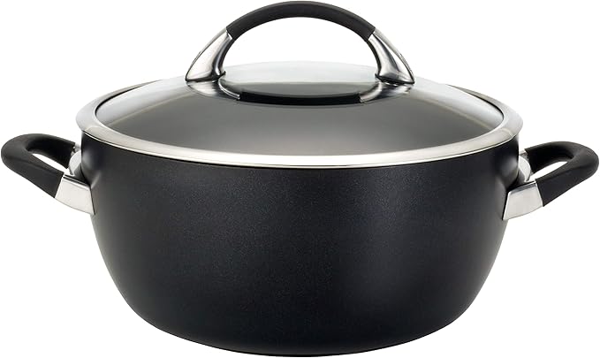 Circulon Symmetry Hard-Anodized Nonstick Induction Casserole Pan with Lid, 5.5-Quart, Black