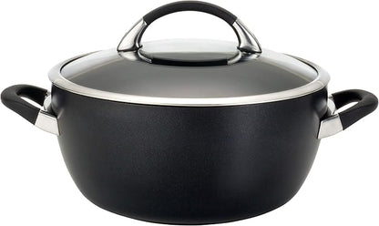 Circulon Symmetry Hard-Anodized Nonstick Induction Casserole Pan with Lid, 5.5-Quart, Black