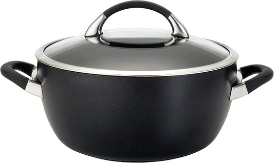 Circulon Symmetry Hard-Anodized Nonstick Induction Casserole Pan with Lid, 5.5-Quart, Black