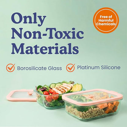 Non-Toxic 35 Oz (4.4 Cup) Glass Storage Containers with Lids – Plastic Free Meal Prep Containers for Lunch, Airtight Food Storage, Microwave and Freezer Safe, 4 Pack - Ziruma - Image 2
