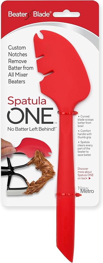 Silicone Spatula ONE Mixer Beater Scraper and Spatula, Cherry Red by NewMetroDesign