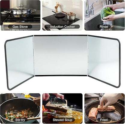 3 Sided Foldable Splatter Guard, Stainless Steel Grease Splatter Screen, Non-Stick Oil Splash Guard, Anti-Grease Cooking Shield, Heat-Resistant Stove Protector with Safe Edge, Easy to Clean (Medium) - Image 9