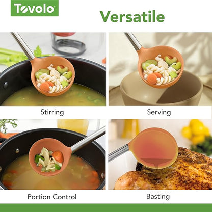 Tovolo Silicone Ladle With Stainless Steel Handle Deep Soup Ladle for Cooking Canning Serving Soup Punch Stew Sauce, Large Kitchen Utensil Spoon Dishwasher Safe BPA Free Silicone Apricot Orange - Image 4