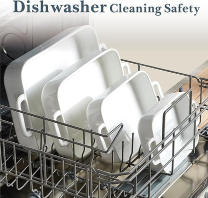 ONEMORE Casserole Dishes for Oven,9.5"x15.4" Baking Dishes Set of 4,Ceramic Bakeware Sets with Handles for Cooking, Baking,Serving, Wedding and Gifting, Baking Pan White , Microwave & Dishwasher Safe(7.5"/11.2"/13.4"/15.4") - Image 6