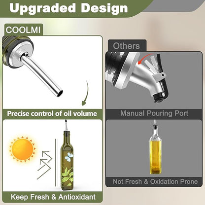 COOLMI Oil and Vinegar Dispenser Set - 17oz/500ML Premium Glass Olive Oil Dispenser Bottles for Kitchen, Oil Dispenser for Kitchen (Butterfly) - Image 6