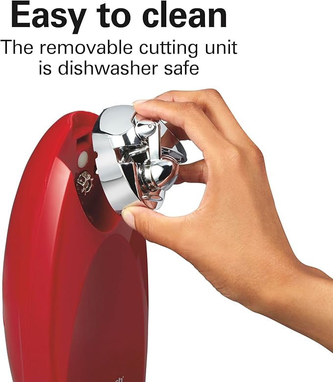 Hamilton Beach Electric Automatic Can Opener with Auto Shutoff,Knife Sharpener,Cord Storage,and SureCut Patented Technology,Extra-Tall,Red,(Pack of 2) - Image 3