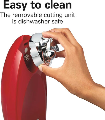 Hamilton Beach Electric Automatic Can Opener with Auto Shutoff, Knife Sharpener, Cord Storage, and SureCut Patented Technology, Extra-Tall, Red - Image 3