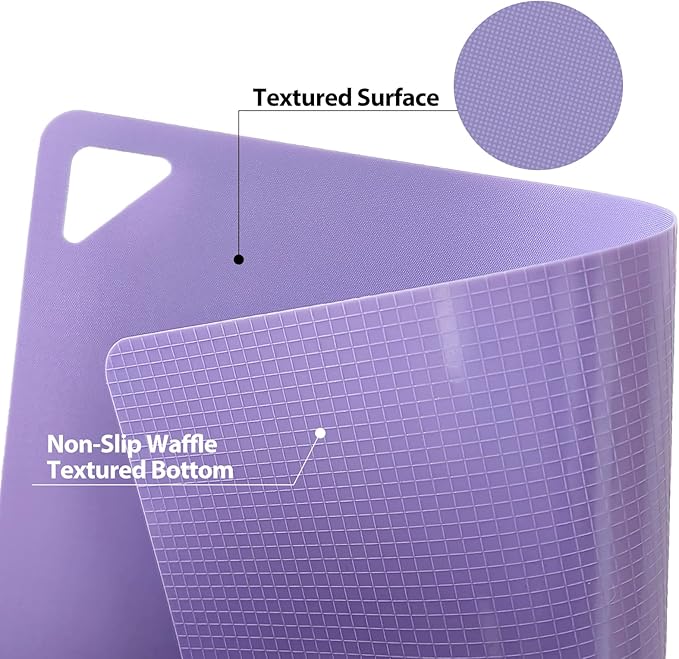 WK Plastic Flexible Cutting Boards for Kitchen, Flexible Cutting Board Mat Set of 10, Non Slip Cutting Mats with Hole, BPA Free, Dishwasher Safe, Multi Size - Image 3