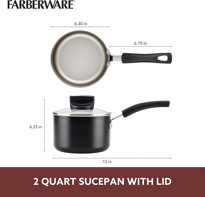 Farberware Smart Control Nonstick Sauce Pan/Saucepan with Lid, 2 Quart, Black - Image 3