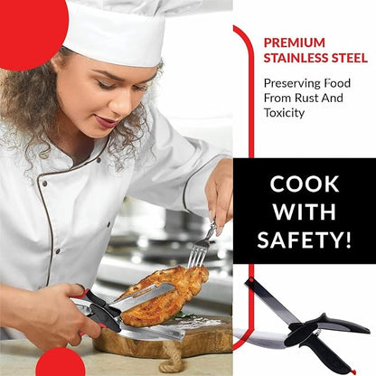 2 in 1 Kitchen Scissors for Food, Separable Stainless Steel Barbecue Steak Cutting Shears, Detachable Multi Function Kitchen Cutter for Vegetable Fruit & Meat