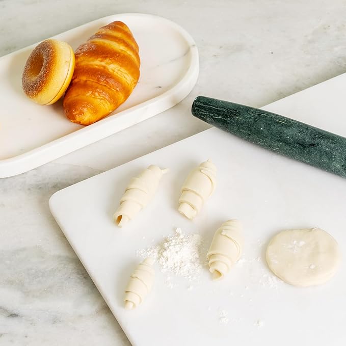 French Marble French Rolling Pin with Wooden Resting Base, 15 inch Kitchen Baking Tool for Baking with Non-Stick Surface, Ideal as a Dough Roller for Pie Crust, Cookie, Pasta - Image 7