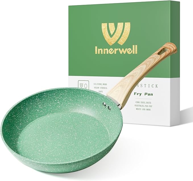Innerwell Nonstick Frying Pan Skillet, 8 Inch Non Stick Egg Pan Omelet Frying Pans 100% PFOA-Free, Non-Toxic Healthy Cooking Pan, Induction Compatible by Innerwell