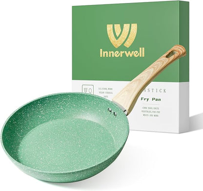 Innerwell Nonstick 9.5 Inch Skillet, Aluminum, Non-Toxic, PTFE & PFOA Free, Suitable for All Stovetops, Easy to Clean, Multipurpose by Innerwell