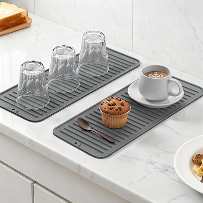 Songrey 16" x 6.5" Silicone Dish Drying Mat, Kitchen Counter Drying Pad for Sink Dishes or Under Rack, Multi-Use as Heat Resistant Trivet, Coffee Bar Mat - Image 3