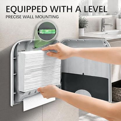 Paper Towel Dispenser,Large Capacity Wall Mount Tissue Dispensers with Smart Lock, Used for Kitchen and Bathroom 300+ Multifold Toilet Paper Holders White