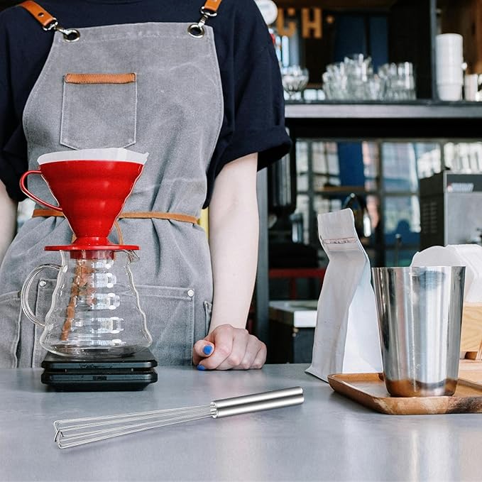 Baderke 1 Pack Espresso Whisk Tool 10.6" Long Handle Mini Whisk for Coffee Stirring Stainless Steel Silver Triangular Design Fit Coffee Chocolate Milk, Mixing Tool for Commercial Home Use - Image 7