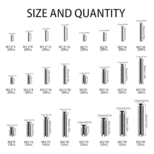 440Pcs 304 Stainless Steel Slotted Spring Pin Assortment Kit, M1.5 M2 M2.5 M3 M4 M5 Split Expansion Dowel Tension Roll Pins
