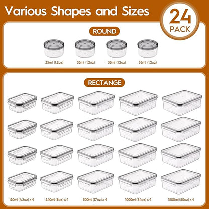 48 PCS Food Storage Containers with Lids Airtight (24 Containers & 24 Lids), Leak proof Meal Prep Container Set for Kitchen Storage, BPA-free, PVC-free Plastic, Microwave/Dishwasher Safe, Labels & Pen - Image 2