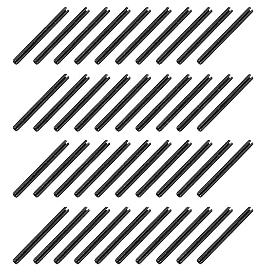 MECCANIXITY 120Pcs Slotted Split Roll Pins 3/50 Inch(1.5mm) Dia. 4/5 Inch(20mm) Length 65Mn Steel Spring Tension Expansion Dowels for Secure Fastening, Black