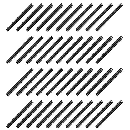 MECCANIXITY 120Pcs Slotted Split Roll Pins 3/50 Inch(1.5mm) Dia. 4/5 Inch(20mm) Length 65Mn Steel Spring Tension Expansion Dowels for Secure Fastening, Black