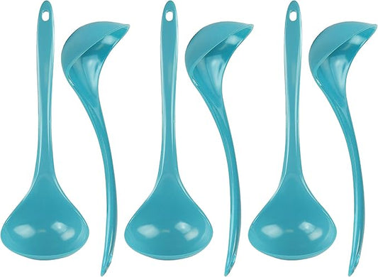 Reston Lloyd Melamine Soup Ladle Kitchen Utensil, Premium Quality Utensil with Heat Resistant Ergonomic Handle, Durable BPA-Free Plastic, 10.5 inch long, 6pc Set, Aqua-Blue by RestonLloyd