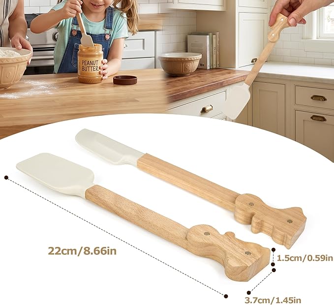Rabbit-Shaped Silicone Spatula Set – Food Grade, Heat Resistant Baking & Cooking Utensils for Nonstick Cookware Cute Kitchen Tools 2PCS