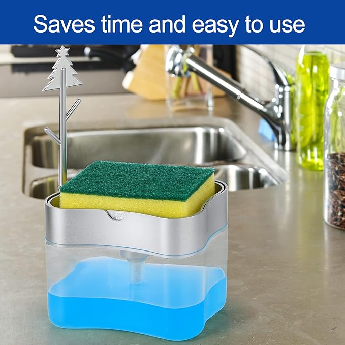 New 2026 Version Soap Dispenser with Added Features - Premium Quality Dish Soap Dispenser - Countertop Kitchen Soap Dispenser, Sink Dish Washing 13 Ounces (Sponge Included) - Image 6