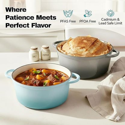 6 Quart Dutch Oven Pot with Lid, Non Stick Enameled Cast Iron Dutch Oven for Bread Baking, Heavy-Duty, Oven Safe Ceramic Cookware Up to 500°F for Baking, Braising, Stews, Roasting, Verdant - Image 2