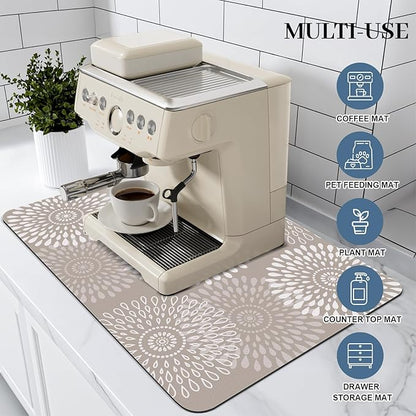 LuxStep Dish Drying Mat Super Absorbent Kitchen Counter Mat Rubber Backing Draining Mat Easy to Clean Kitchen Accessories Dish Rack Pad for Dishes, Utensils, Countertops, Sinks 16" x 24" Khaki - Image 3