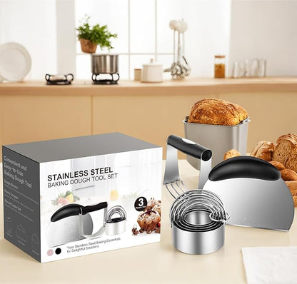 Pastry Cutter Biscuit Cutter Dough Cutters, Stainless Steel Butter Pastry Cutter Tool, Pastry Blender Baking Dough Tools, Round Biscuit Cutters, Sturdy & Long-Lasting, Gift Package (3 Pcs/Set) - Image 7