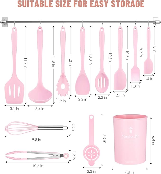 Kitchen Utensils Set-12 Pieces Silicone Cooking Utensils Set (Dishwasher Safe) 392°F Heat Resistant Spatula Set, Nonstick Cookware - Image 2