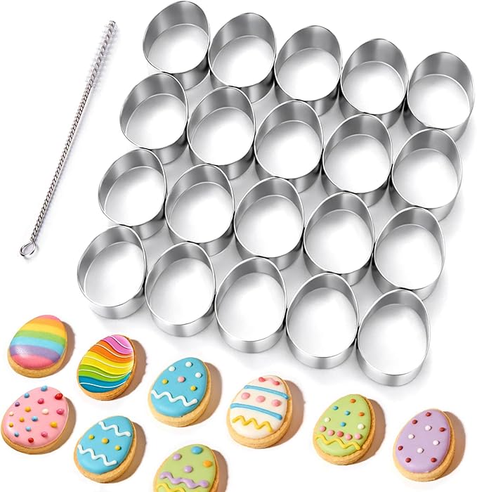 AIERSA Mini Egg Cookie Cutter,Round Small Easter Cookie Cutters,1.2 Inch Tiny Egg Shaped Cracker Cutter,20 Cavity Metal Stainless Steel Easter Cracker Cutters