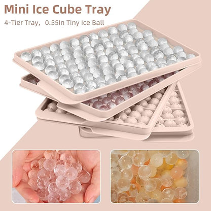 WIBIMEN Mini Ice Cube Trays, 0.55” Tiny Pebble Ice for Iced Coffee & Cocktails, Fast Chill, Easy Twist Release, Stackable with Lid & Storage Bin (4 Pack, Pink) - Image 7